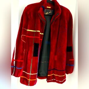 Designer Zuki Beaver Fur red jacket